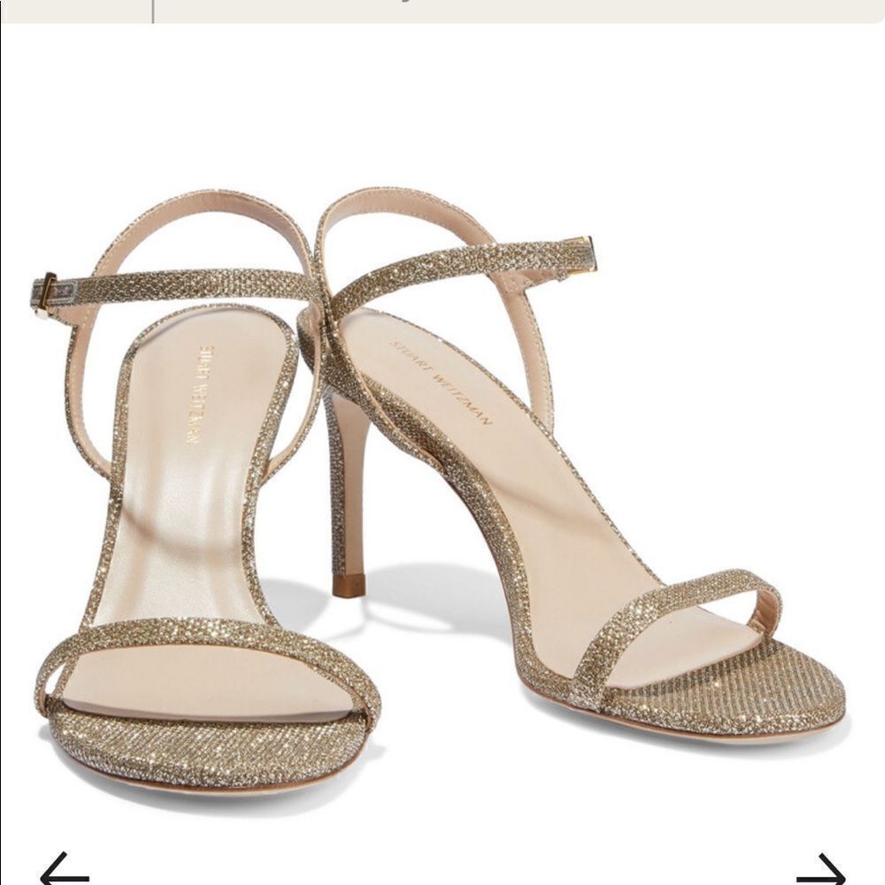 Stuart Weitzman Kassidy Textured Lamé Sandals NEW